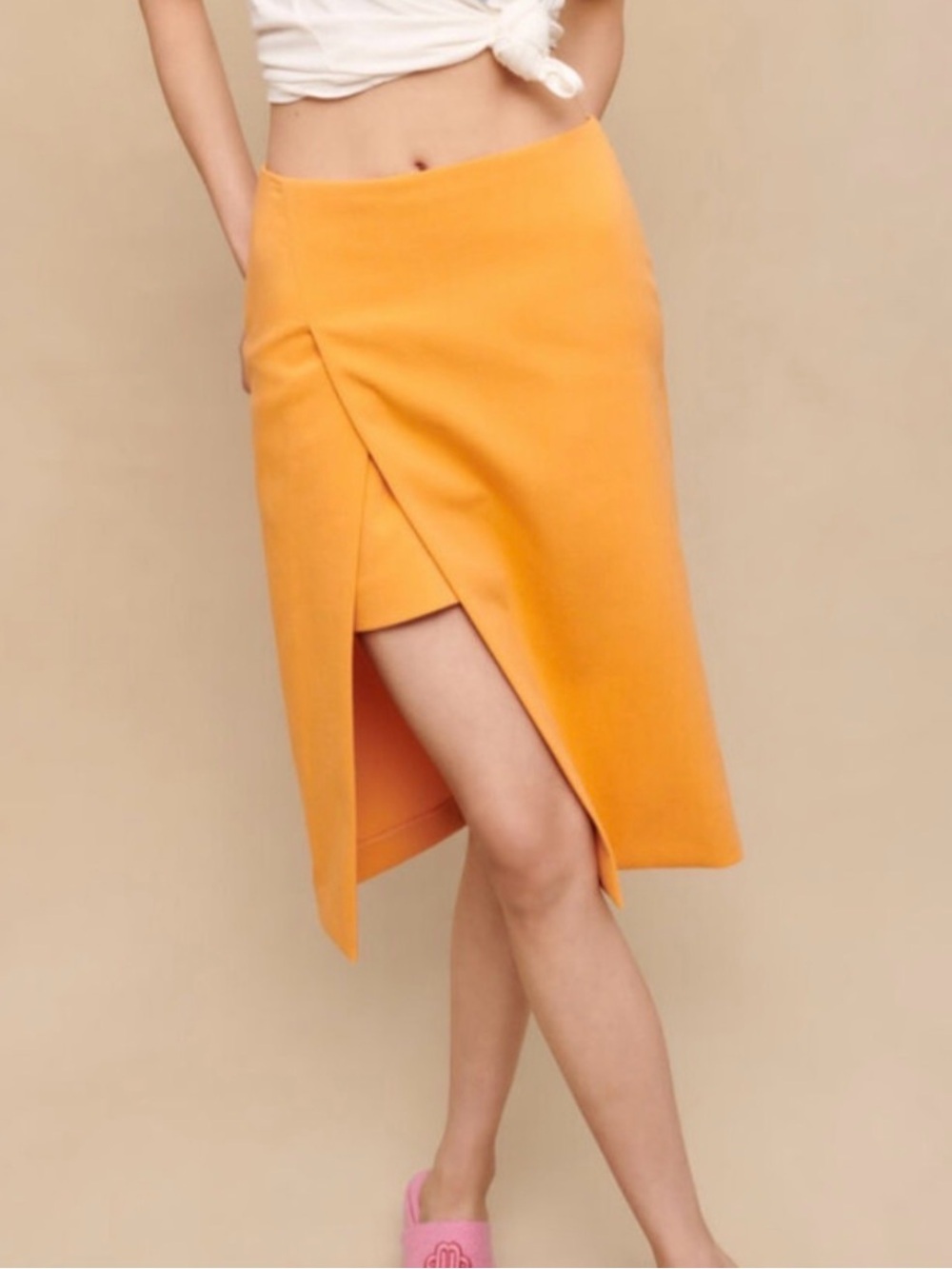 Maje Orange Asymmetrical Wrap Skirt